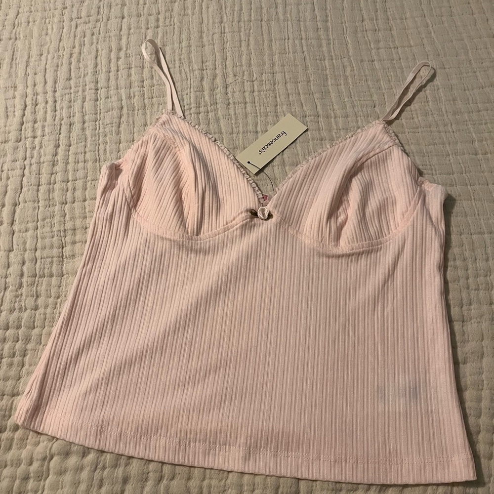 Francesca's Collections Pink Ribbed Tank Top / bralette M